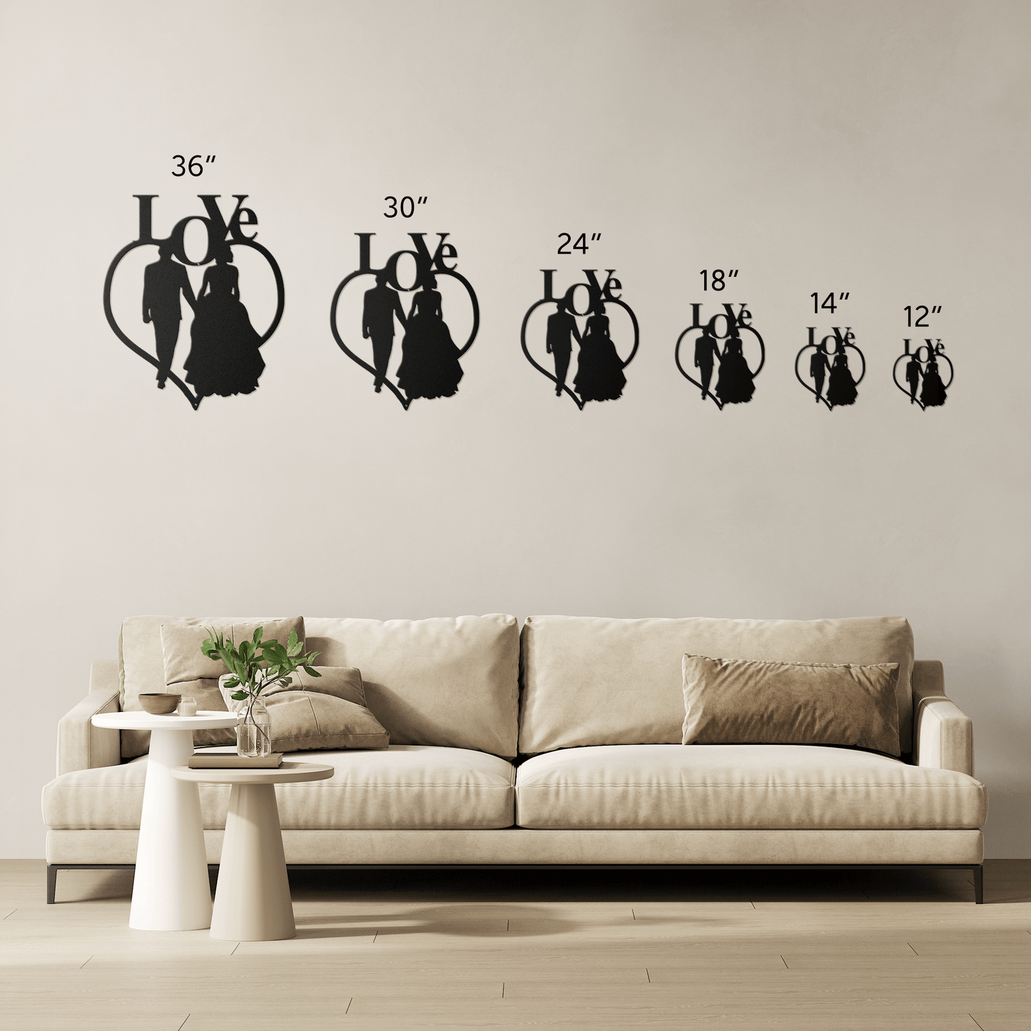 Love Wedding Heart Metal Wall Art - MAIKERU STUDIO