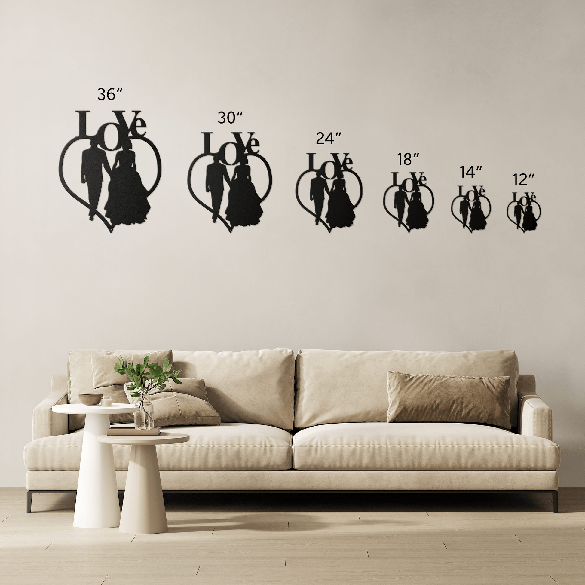 Love Wedding Heart Metal Wall Art - MAIKERU STUDIO
