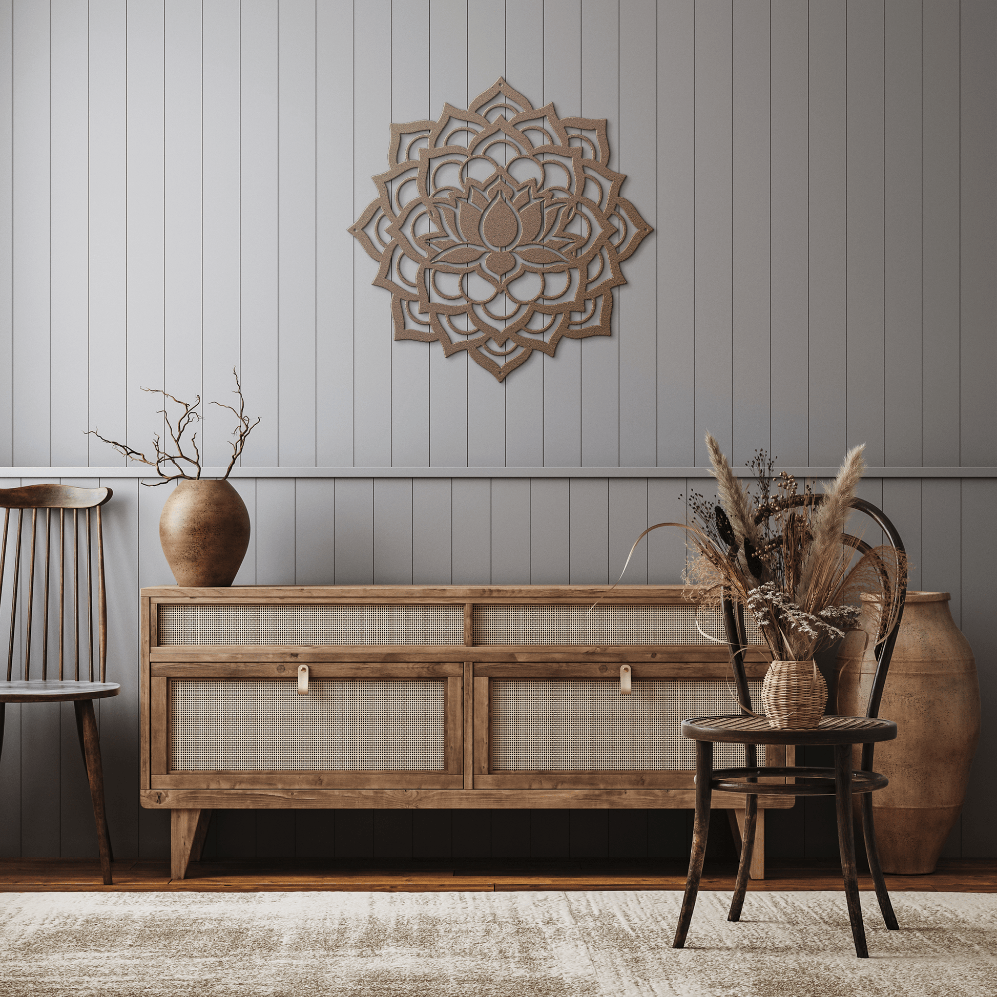 Mandala Lotus Flower Metal Wall Art - MAIKERU STUDIO