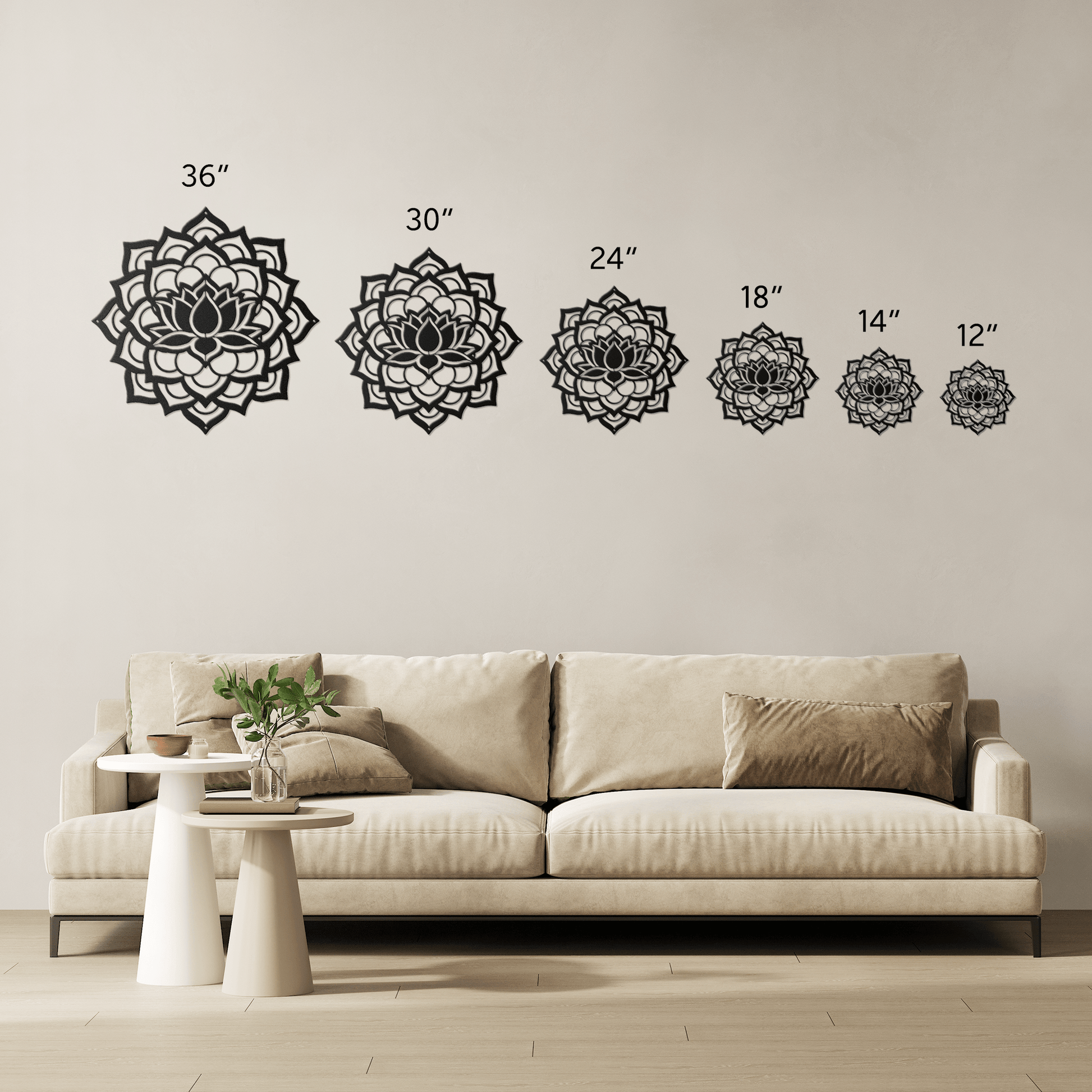 Mandala Lotus Flower Metal Wall Art - MAIKERU STUDIO