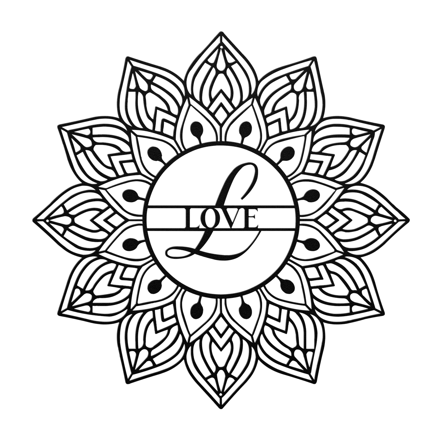 Mandala Love Metal Wall Art - MAIKERU STUDIO