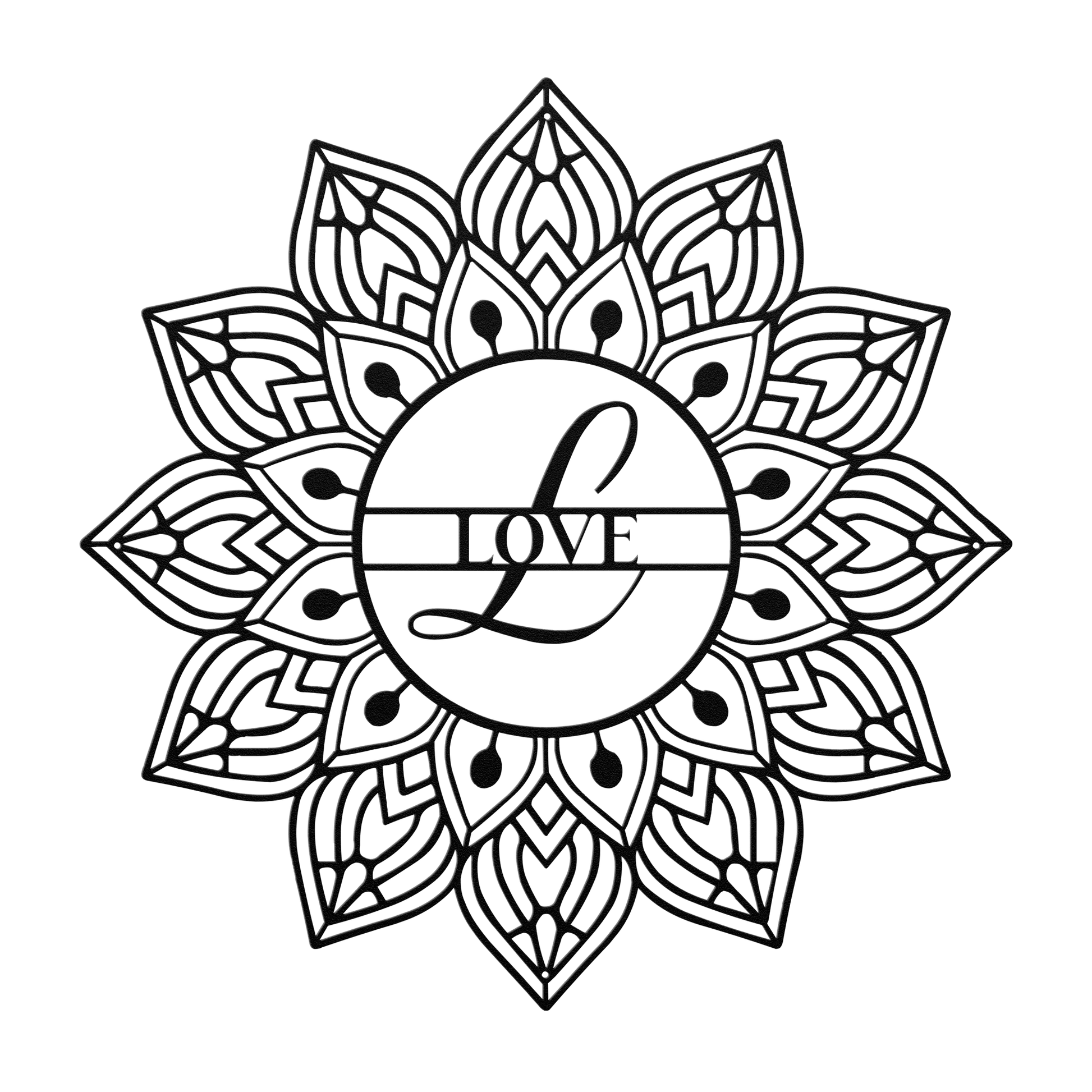 Mandala Love Metal Wall Art - MAIKERU STUDIO