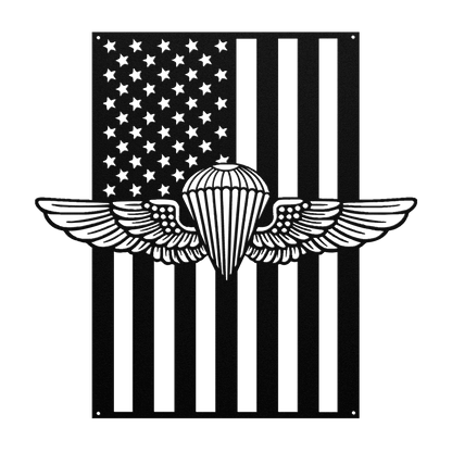 Naval/Marine Jump Wings Metal Wall Art | American Flag Tribute - MAIKERU STUDIO