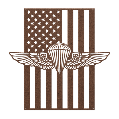 Naval/Marine Jump Wings Metal Wall Art | American Flag Tribute - MAIKERU STUDIO