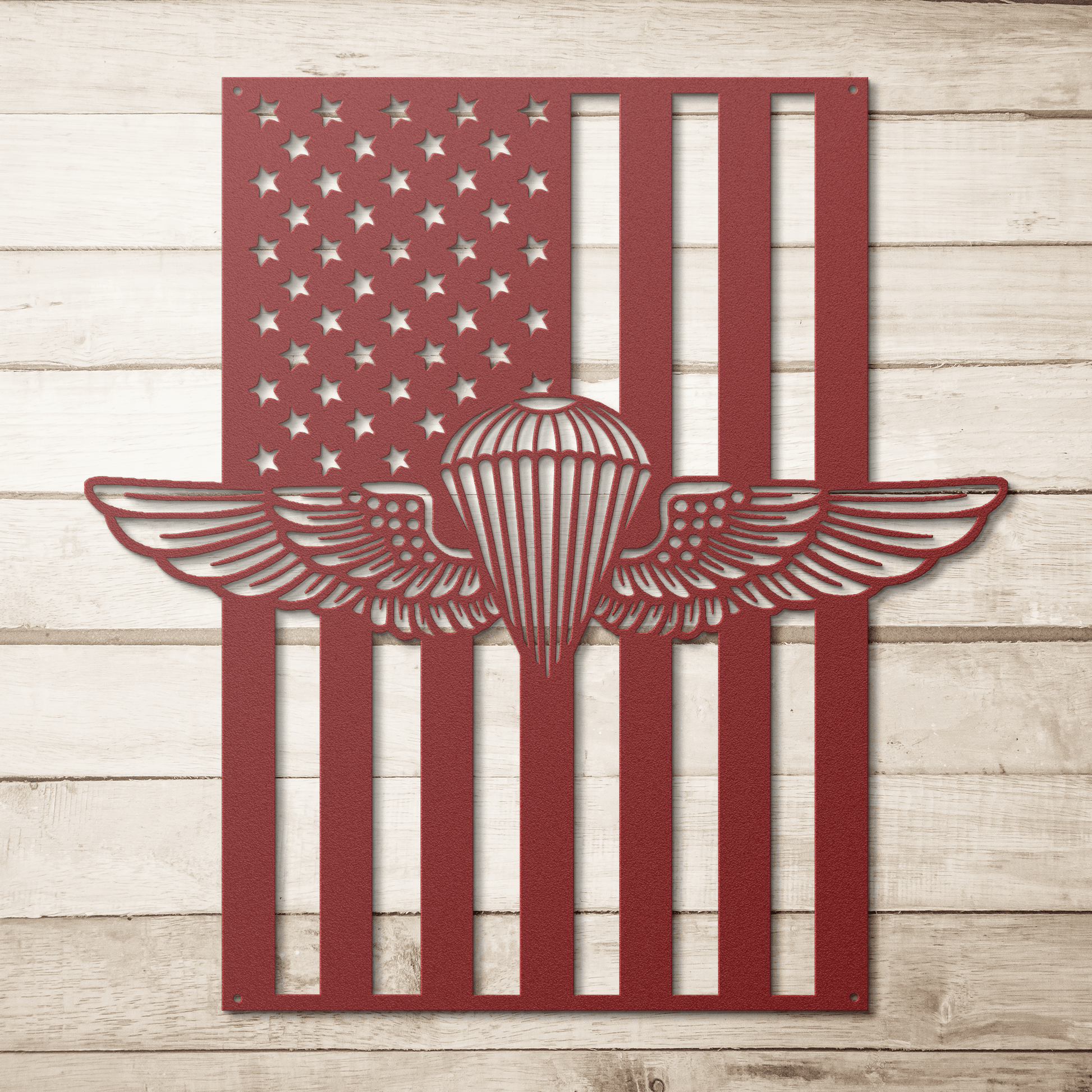Naval/Marine Jump Wings Metal Wall Art | American Flag Tribute - MAIKERU STUDIO