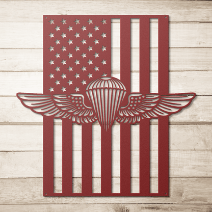 Naval/Marine Jump Wings Metal Wall Art | American Flag Tribute - MAIKERU STUDIO