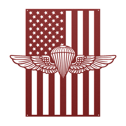 Naval/Marine Jump Wings Metal Wall Art | American Flag Tribute - MAIKERU STUDIO