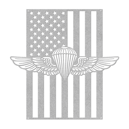 Naval/Marine Jump Wings Metal Wall Art | American Flag Tribute - MAIKERU STUDIO
