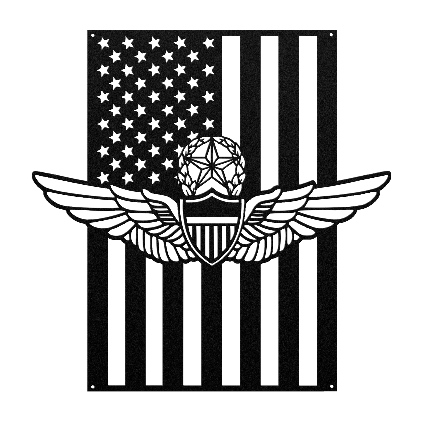 Master Aviation Wings Badge | American Flag Wall Art Tribute - MAIKERU STUDIO