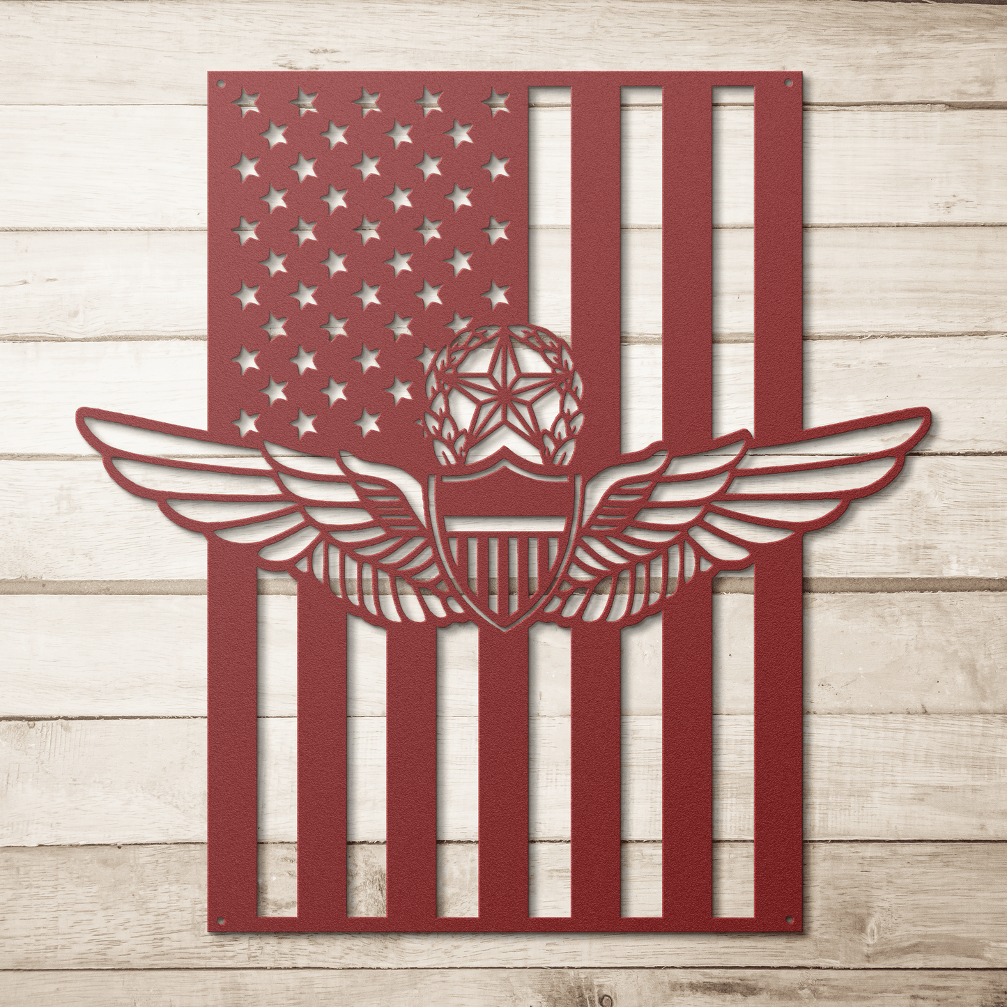 Master Aviation Wings Badge | American Flag Wall Art Tribute - MAIKERU STUDIO