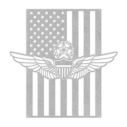 Master Aviation Wings Badge | American Flag Wall Art Tribute - MAIKERU STUDIO