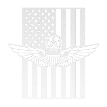 Master Aviation Wings Badge | American Flag Wall Art Tribute - MAIKERU STUDIO