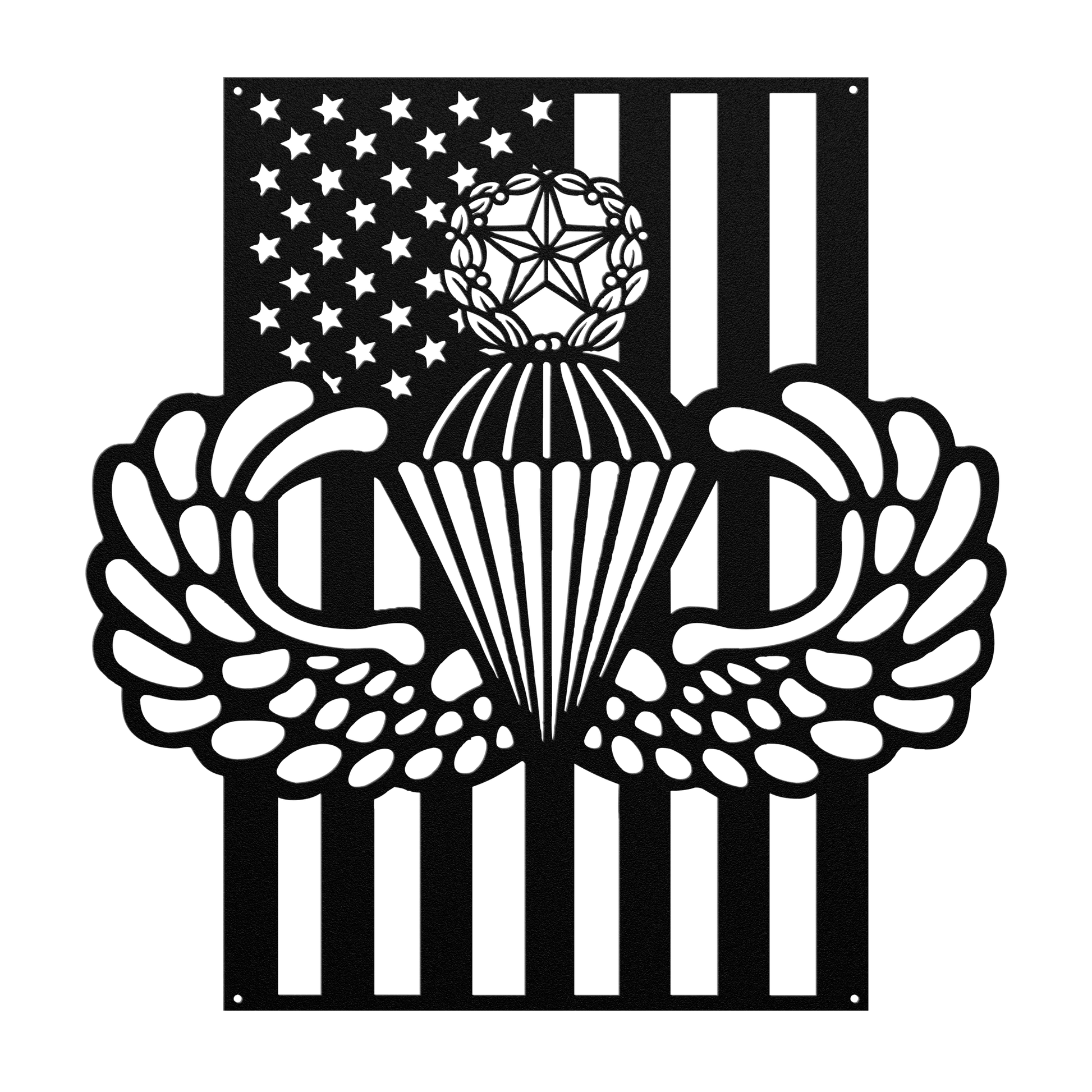 Master Parachutist Badge Metal Wall Art | Airborne Wings with American Flag - MAIKERU STUDIO