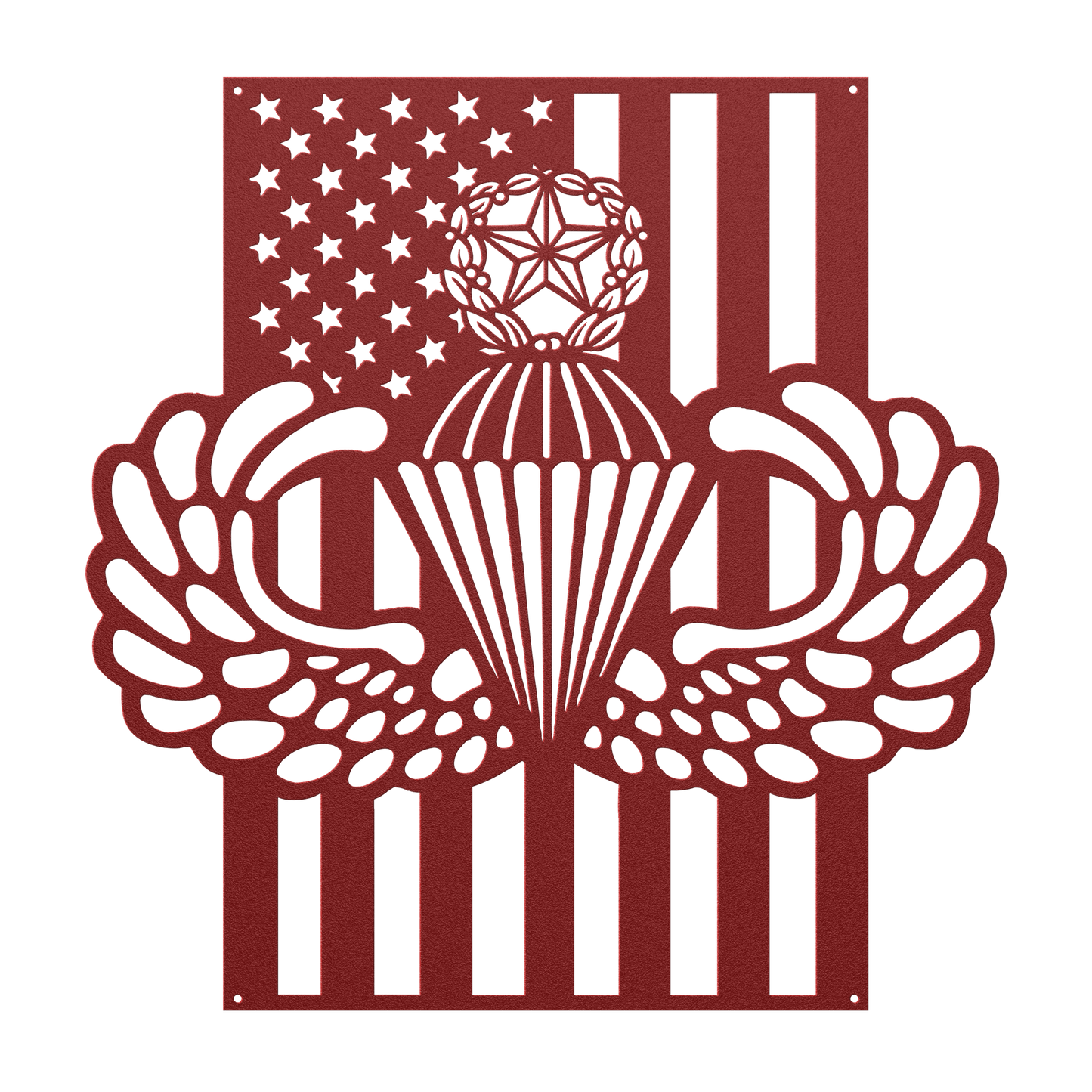 Master Parachutist Badge Metal Wall Art | Airborne Wings with American Flag - MAIKERU STUDIO