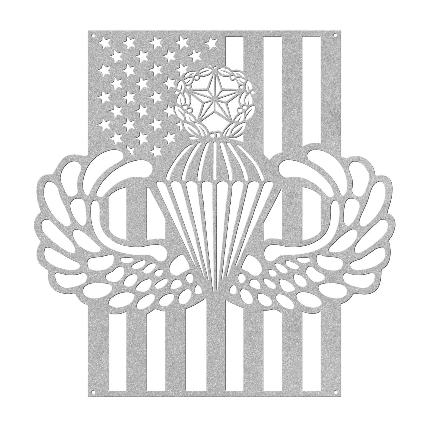 Master Parachutist Badge Metal Wall Art | Airborne Wings with American Flag - MAIKERU STUDIO