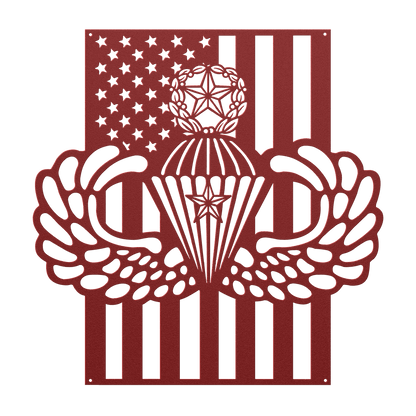Master Parachutist Wings with Combat Star | American Flag Tribute - MAIKERU STUDIO