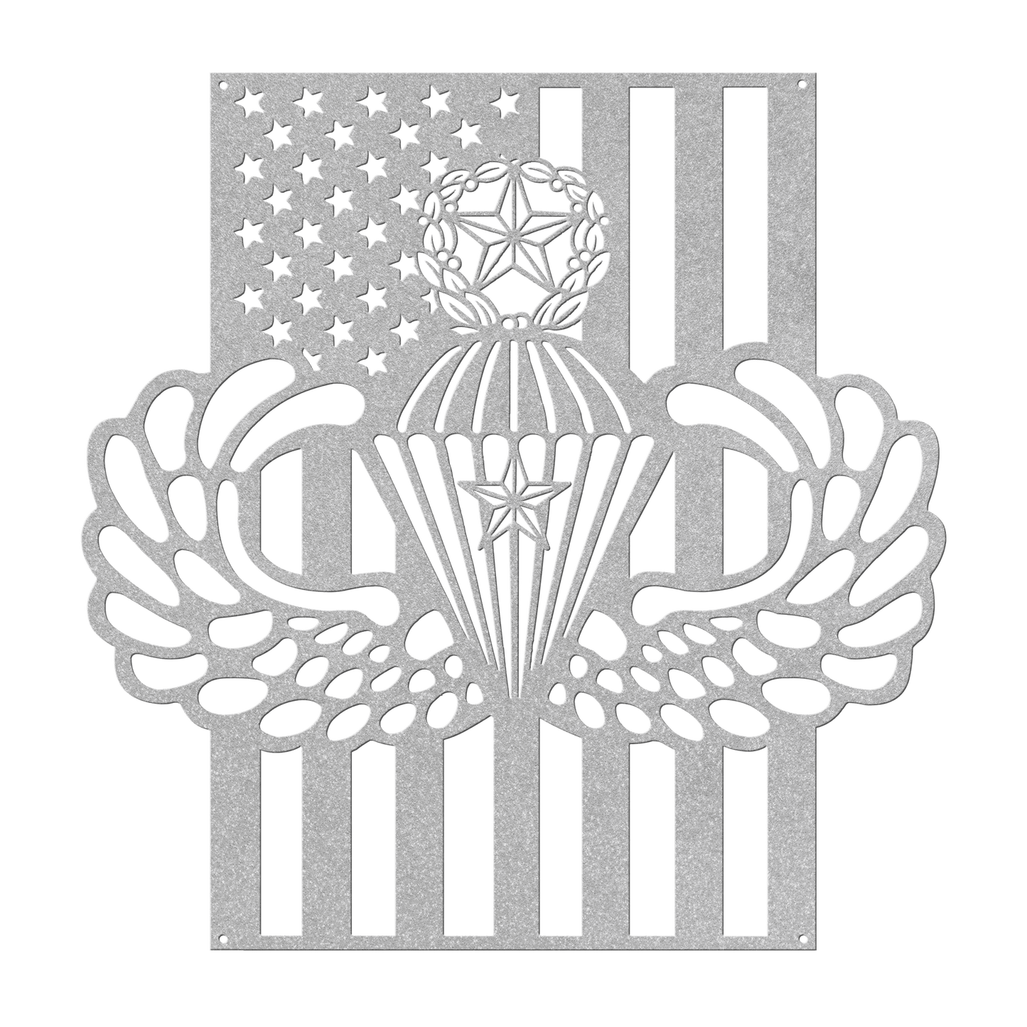 Master Parachutist Wings with Combat Star | American Flag Tribute - MAIKERU STUDIO