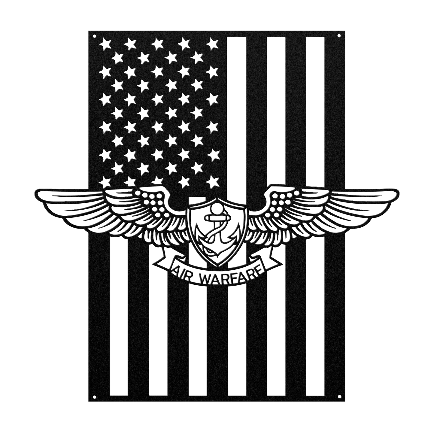 Naval Air Warfare Wings Metal Wall Art | American Flag Tribute - MAIKERU STUDIO