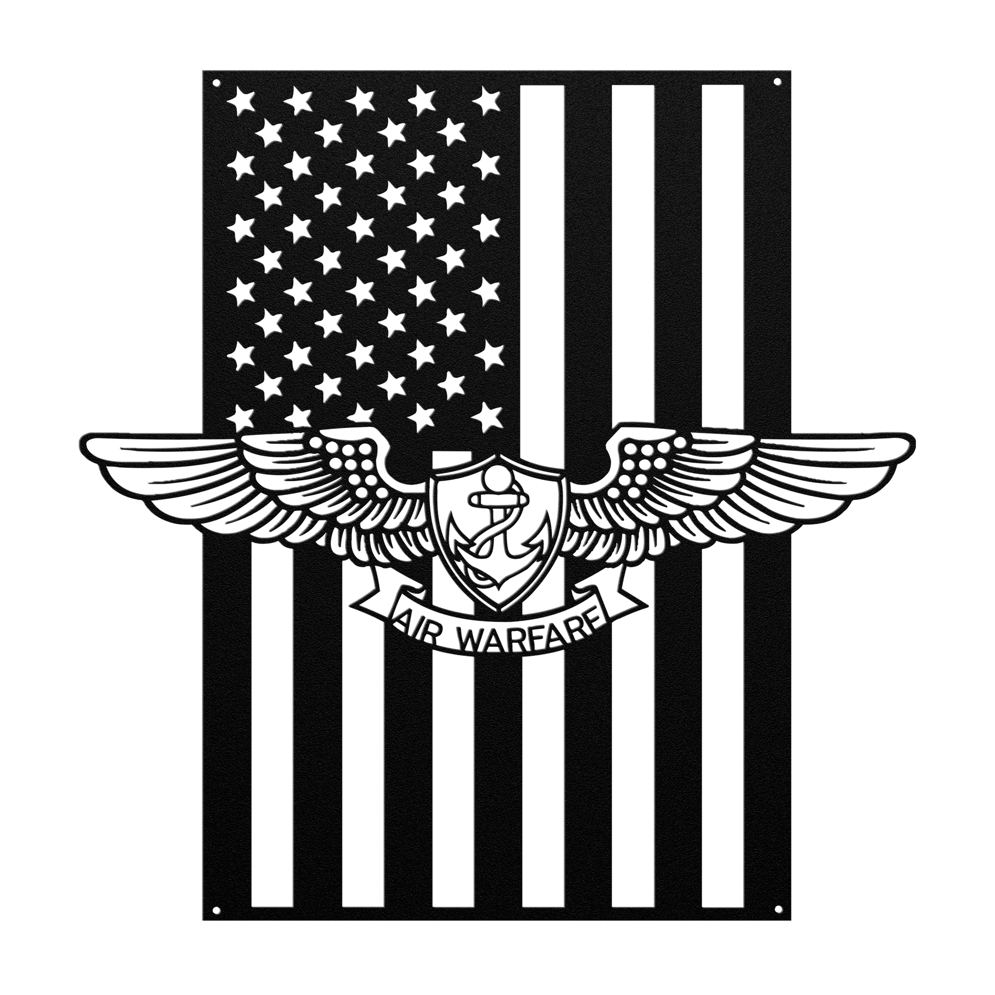 Naval Air Warfare Wings Metal Wall Art | American Flag Tribute - MAIKERU STUDIO