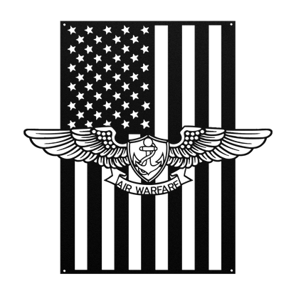 Naval Air Warfare Wings Metal Wall Art | American Flag Tribute - MAIKERU STUDIO