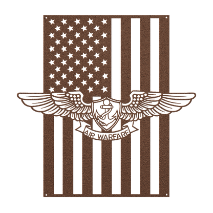Naval Air Warfare Wings Metal Wall Art | American Flag Tribute - MAIKERU STUDIO