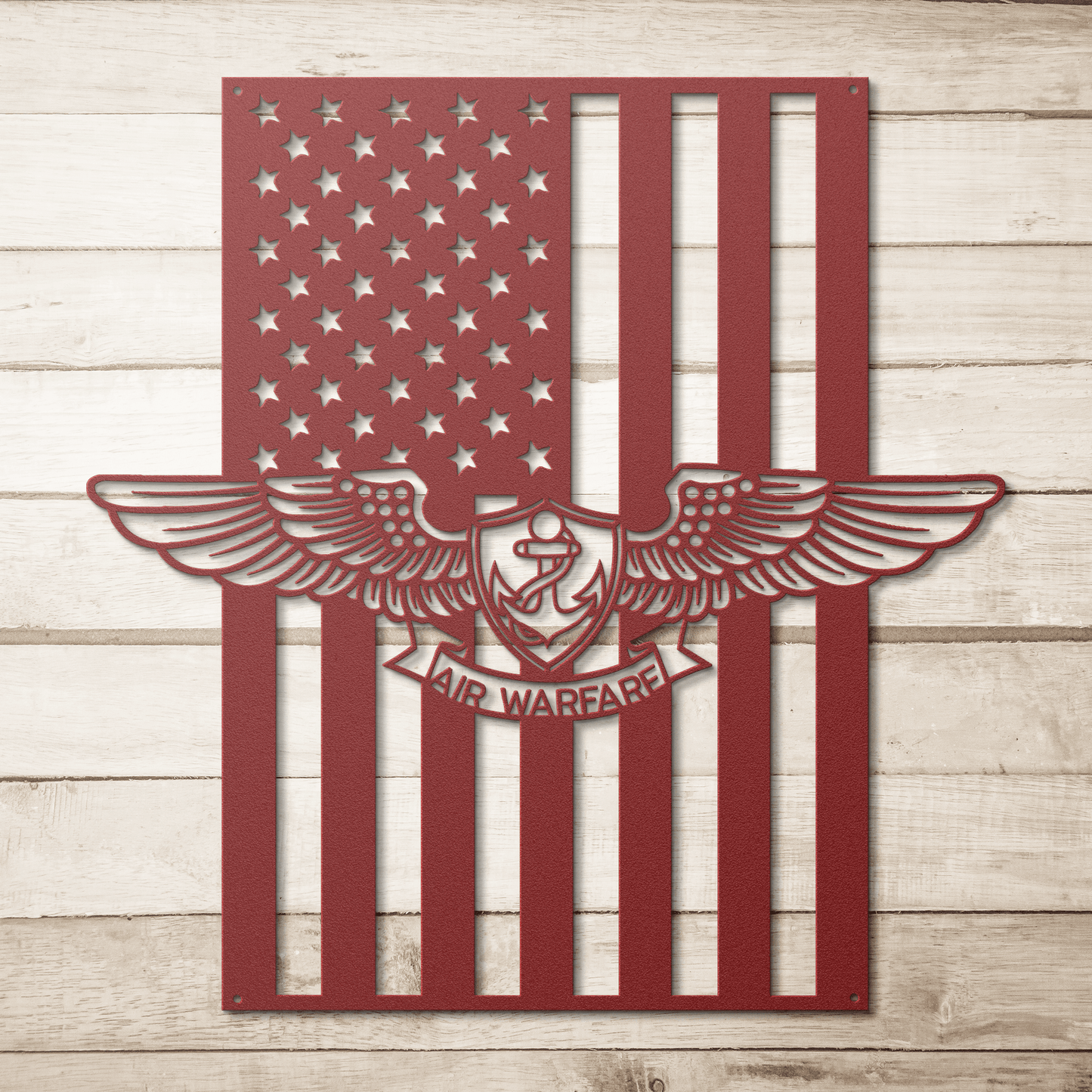 Naval Air Warfare Wings Metal Wall Art | American Flag Tribute - MAIKERU STUDIO