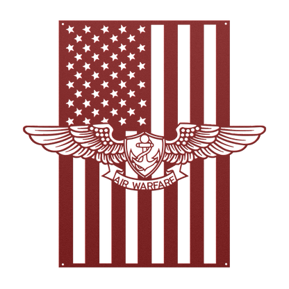 Naval Air Warfare Wings Metal Wall Art | American Flag Tribute - MAIKERU STUDIO