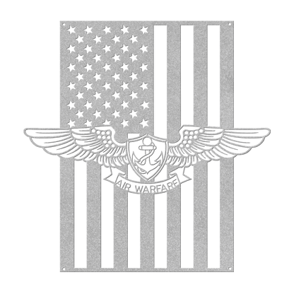 Naval Air Warfare Wings Metal Wall Art | American Flag Tribute - MAIKERU STUDIO