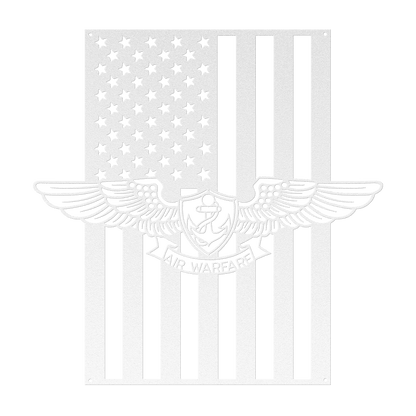 Naval Air Warfare Wings Metal Wall Art | American Flag Tribute - MAIKERU STUDIO