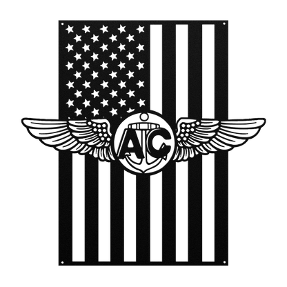 Naval Aircrew Wings Metal Wall Art | American Flag Tribute - MAIKERU STUDIO