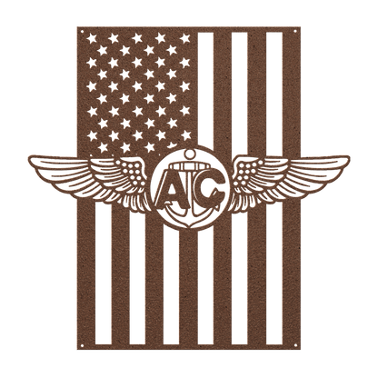 Naval Aircrew Wings Metal Wall Art | American Flag Tribute - MAIKERU STUDIO