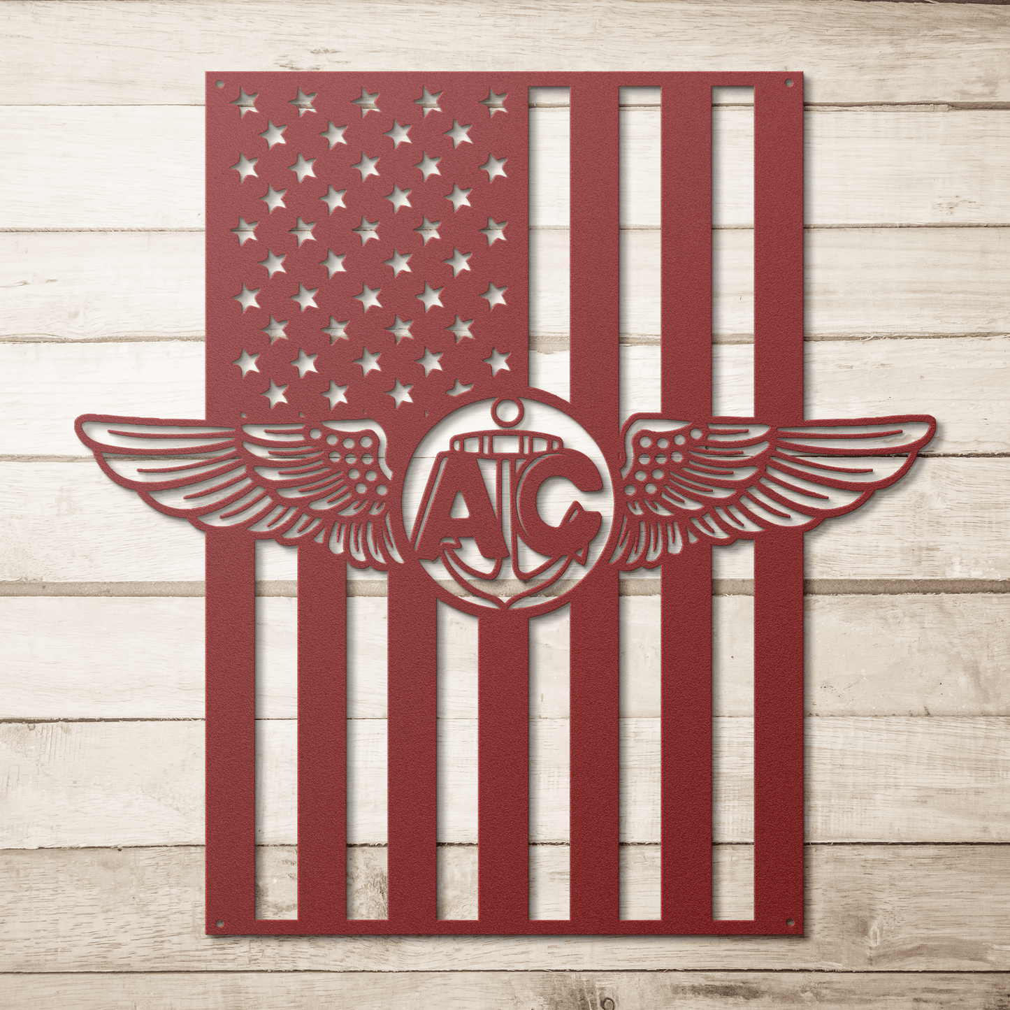 Naval Aircrew Wings Metal Wall Art | American Flag Tribute - MAIKERU STUDIO