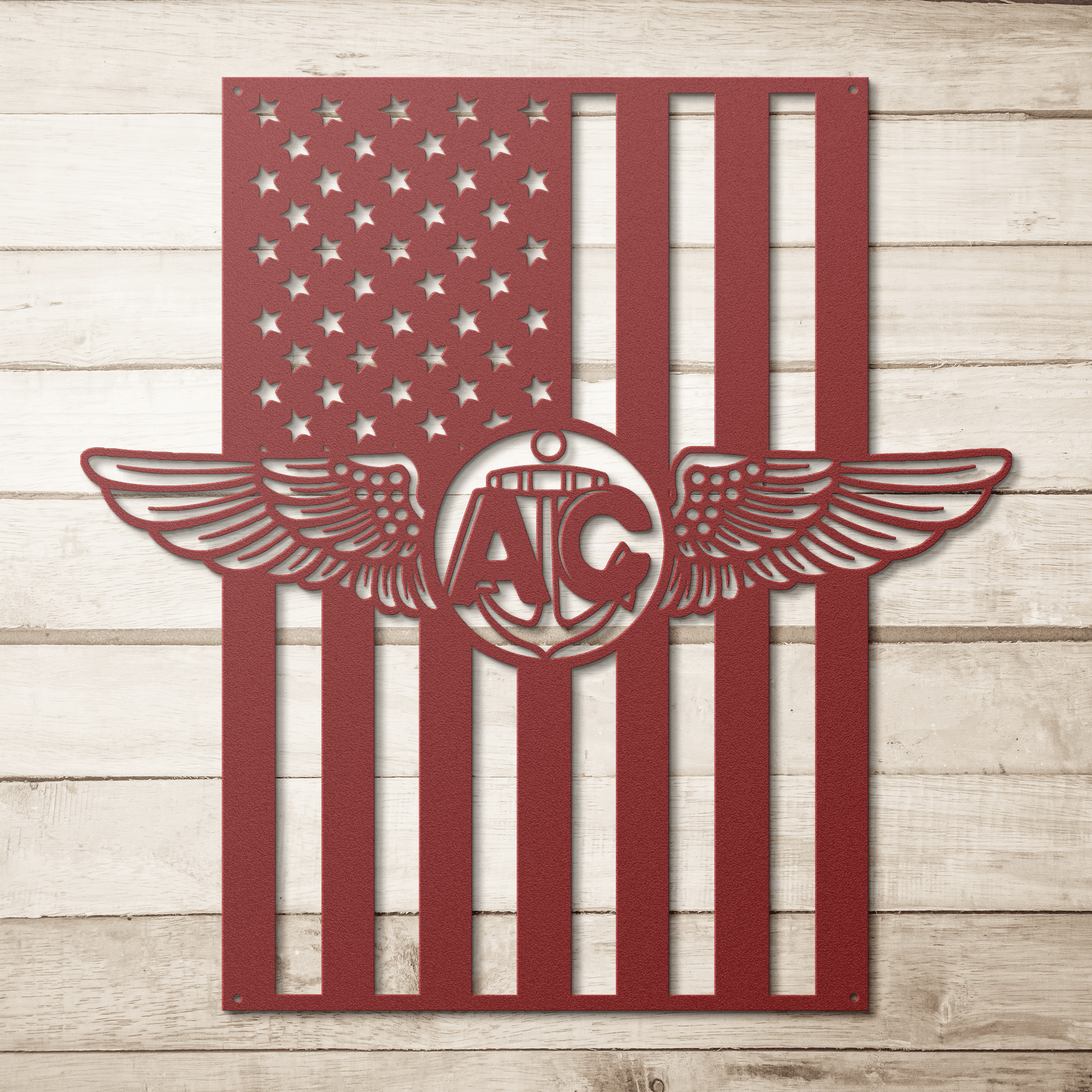 Naval Aircrew Wings Metal Wall Art | American Flag Tribute - MAIKERU STUDIO