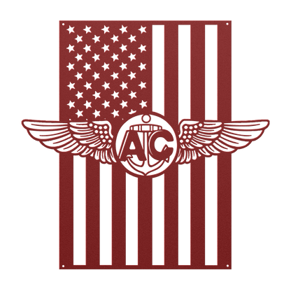 Naval Aircrew Wings Metal Wall Art | American Flag Tribute - MAIKERU STUDIO