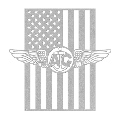 Naval Aircrew Wings Metal Wall Art | American Flag Tribute - MAIKERU STUDIO