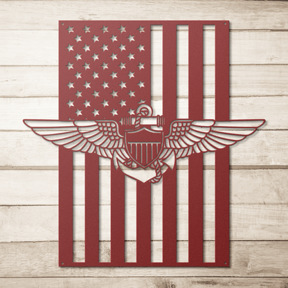 Naval Aviator Wings | American Flag Tribute - MAIKERU STUDIO