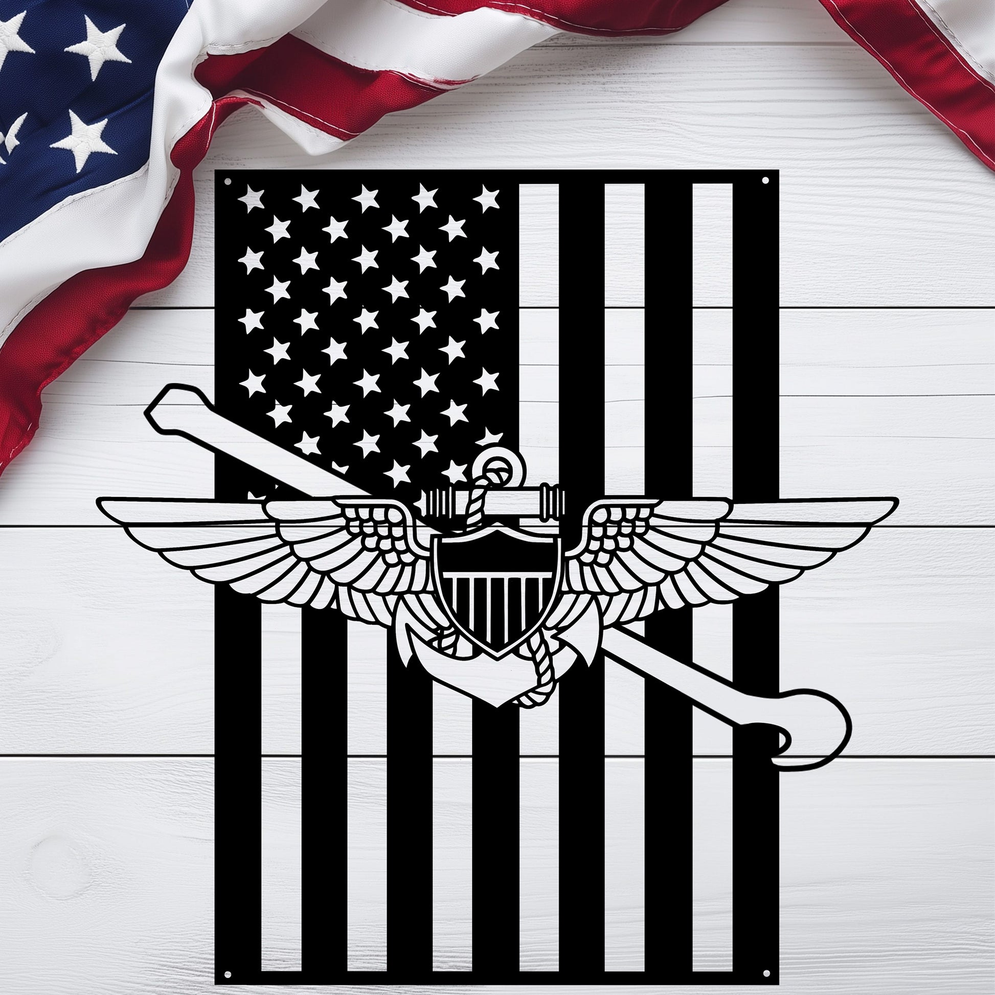 Naval Aviation Tailhook Wings | American Flag Tribute - MAIKERU STUDIO