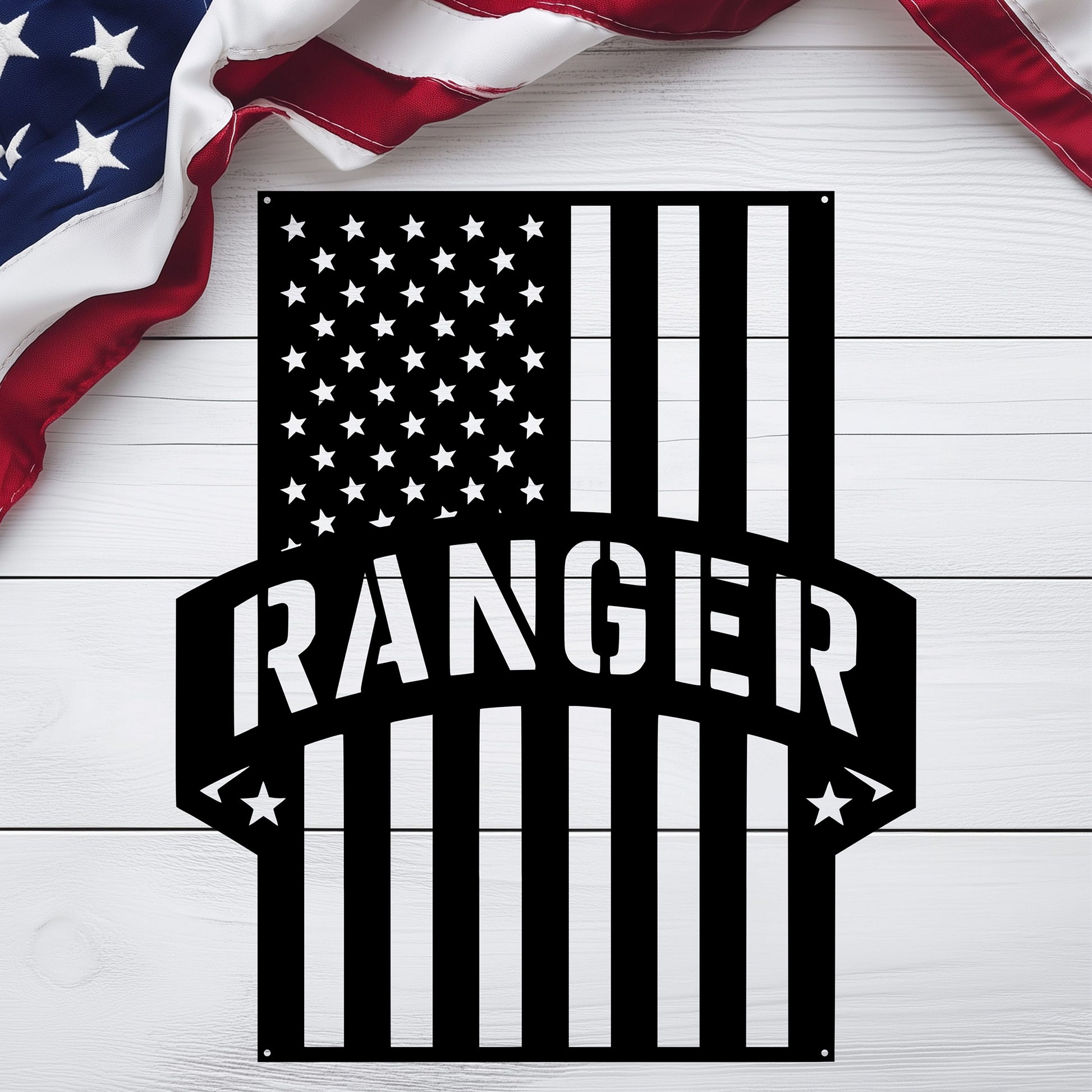 Ranger Tribute | American Flag Metal Wall Art - MAIKERU STUDIO