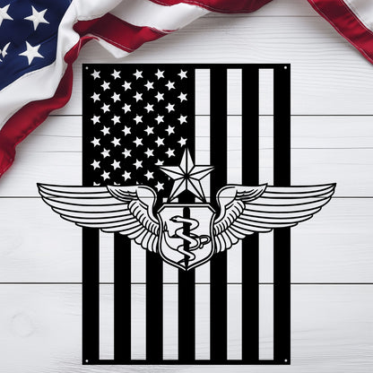 Senior Flight Nurse Wings | American Flag Tribute - MAIKERU STUDIO