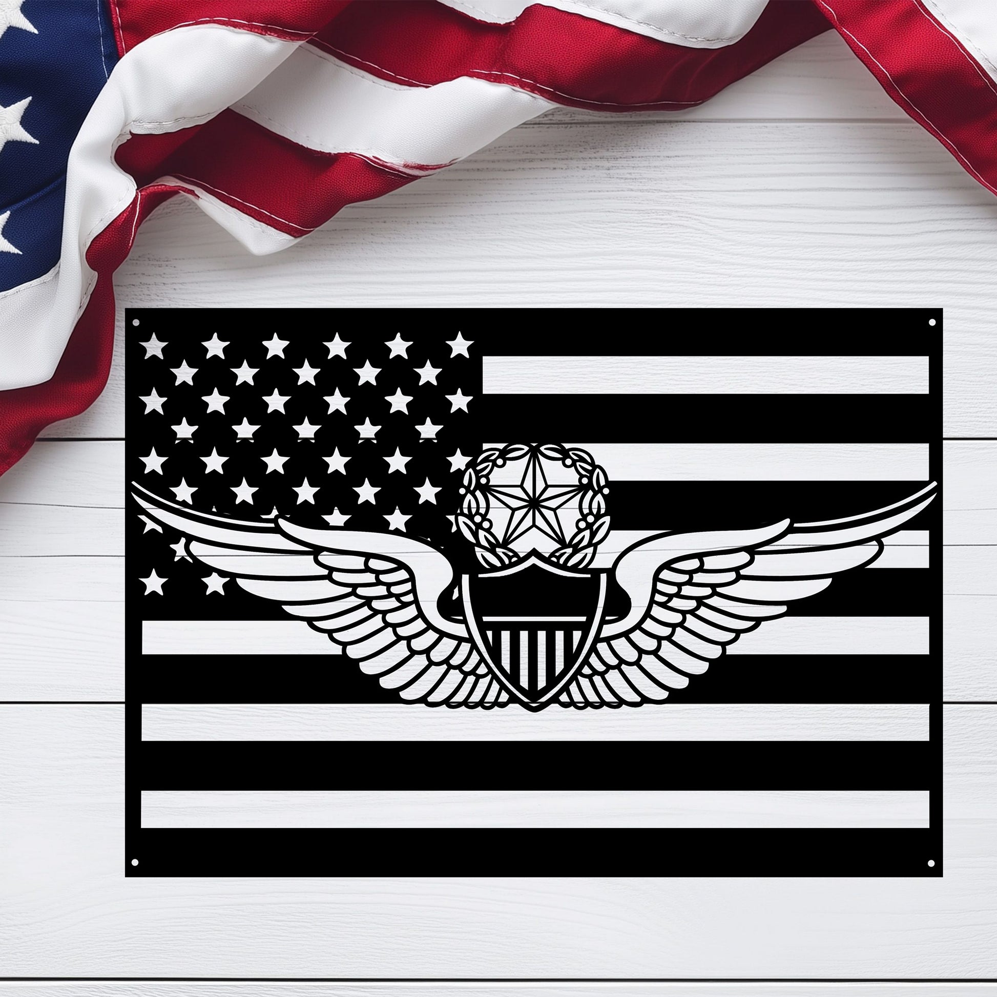 Master Aviator Wings | Horizontal Flag Tribute - MAIKERU STUDIO