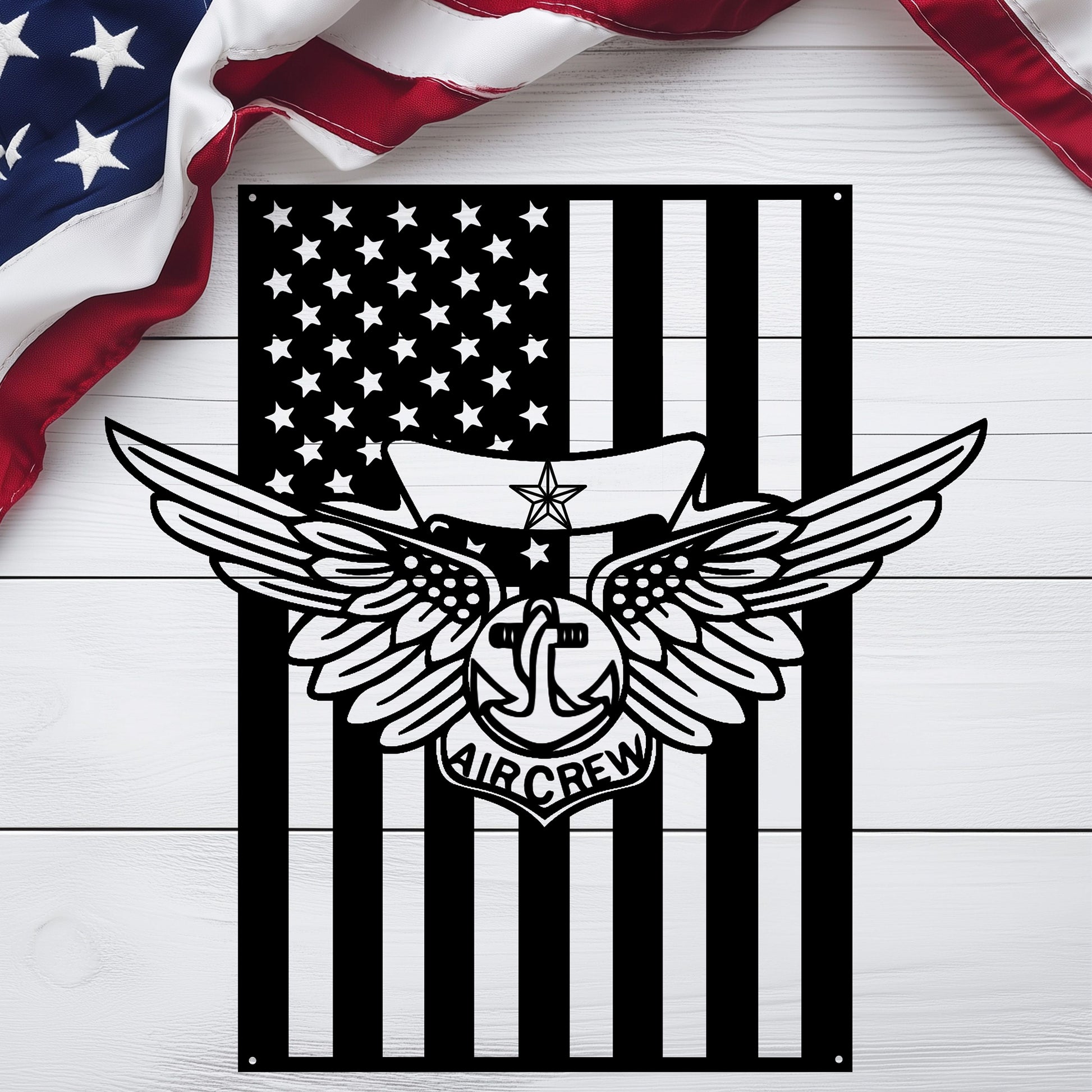 Naval Combat Aircrew Wings 1 Star | American Flag Tribute - MAIKERU STUDIO
