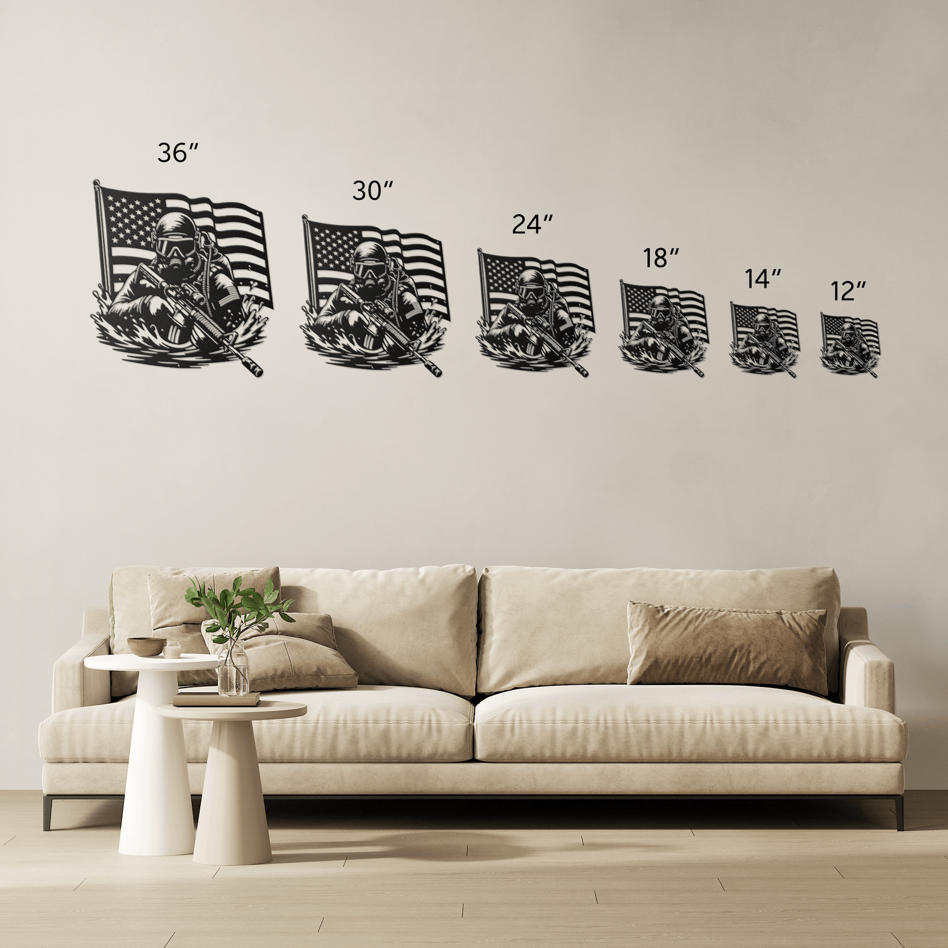 Navy SEAL Frogman Metal Wall Art | Elite Special Forces American Flag Tribute - MAIKERU STUDIO