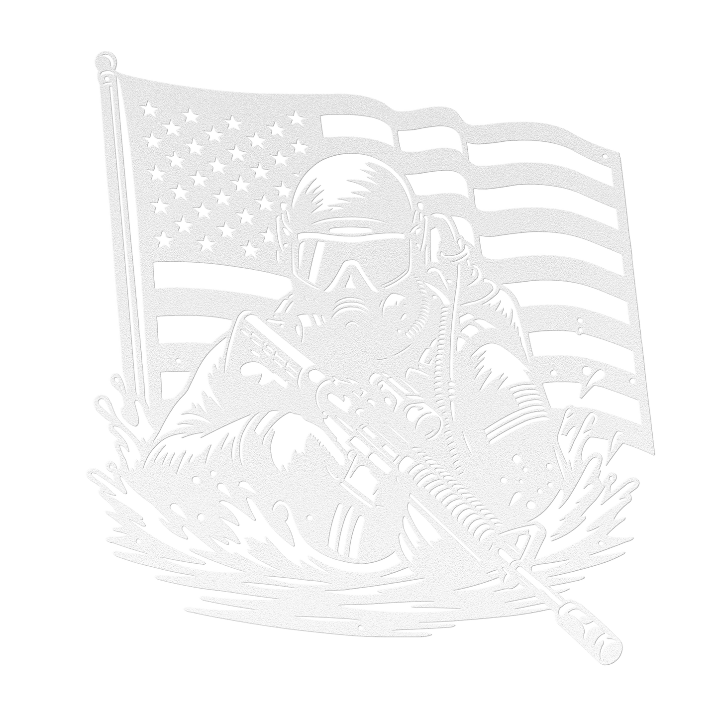Navy SEAL Frogman Metal Wall Art | Elite Special Forces American Flag Tribute - MAIKERU STUDIO