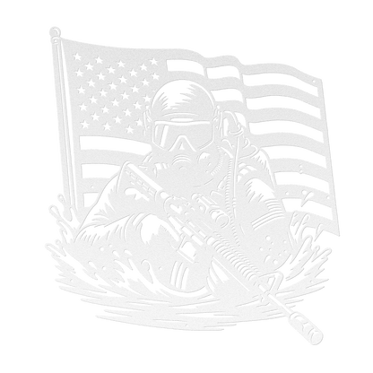 Navy SEAL Frogman Metal Wall Art | Elite Special Forces American Flag Tribute - MAIKERU STUDIO