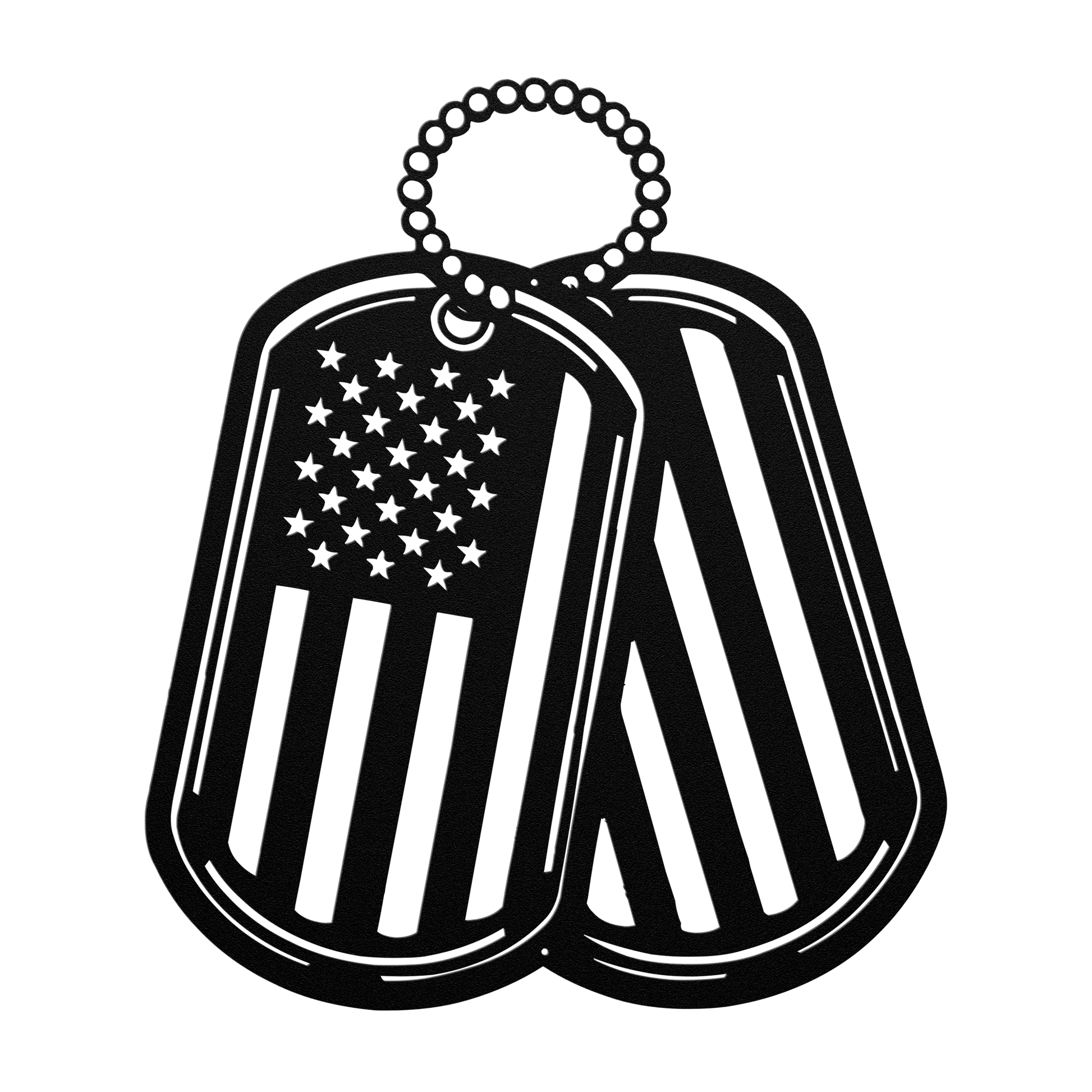 Never Forgotten - American Flag Dog Tag Metal Wall Art Tribute - MAIKERU STUDIO