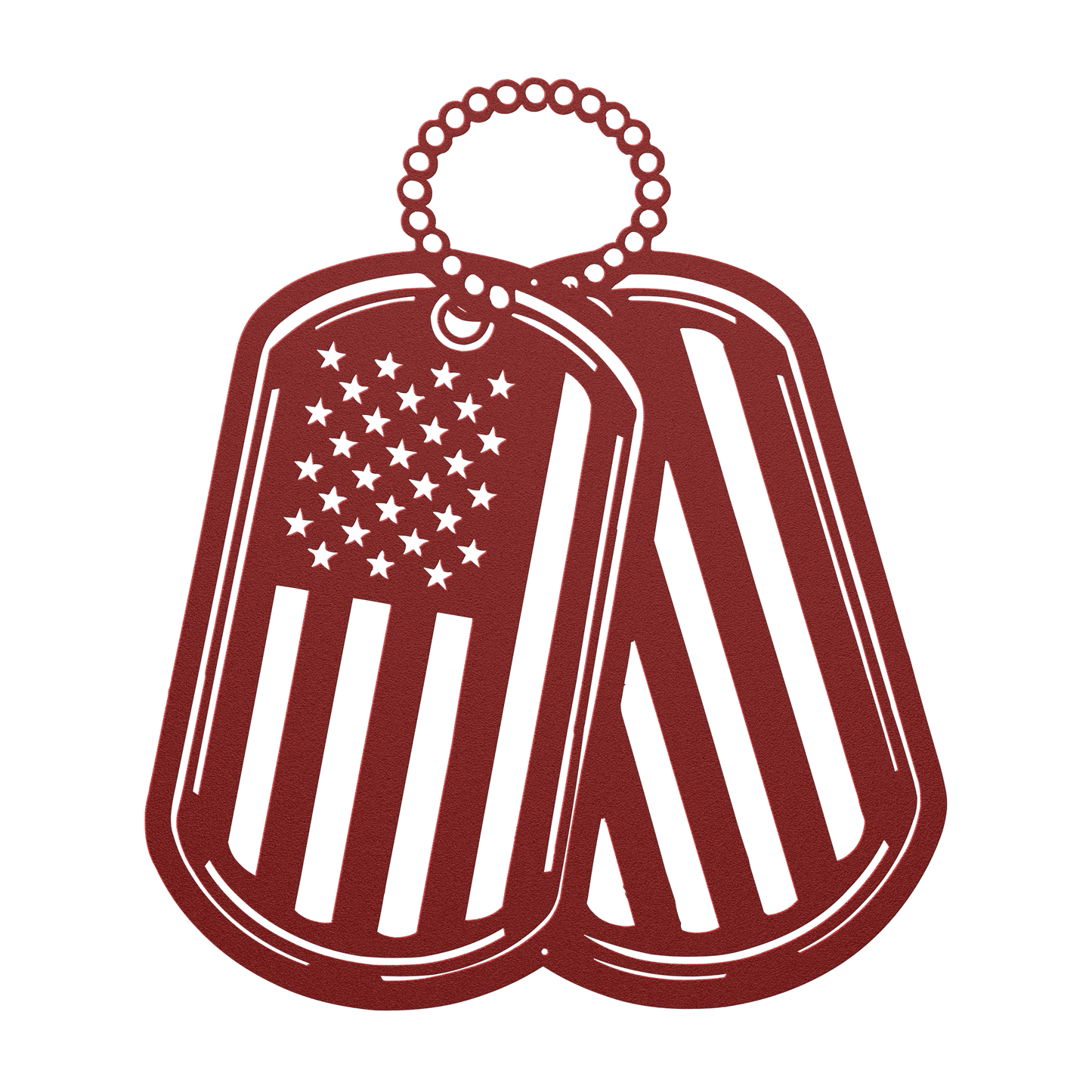 Never Forgotten - American Flag Dog Tag Metal Wall Art Tribute - MAIKERU STUDIO