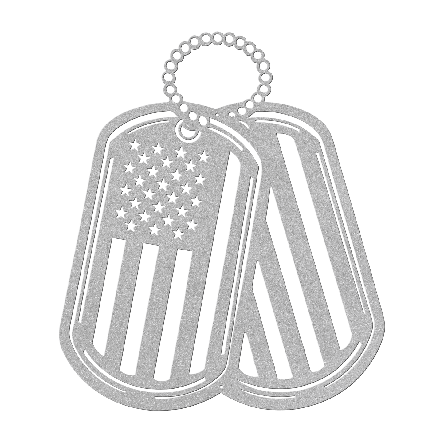Never Forgotten - American Flag Dog Tag Metal Wall Art Tribute - MAIKERU STUDIO