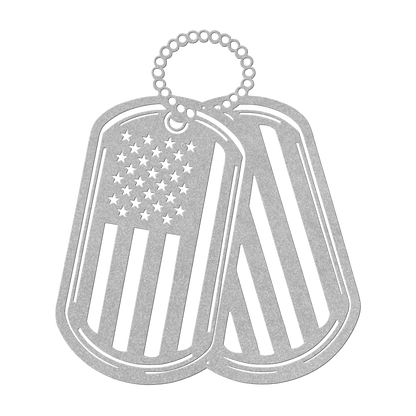 Never Forgotten - American Flag Dog Tag Metal Wall Art Tribute - MAIKERU STUDIO