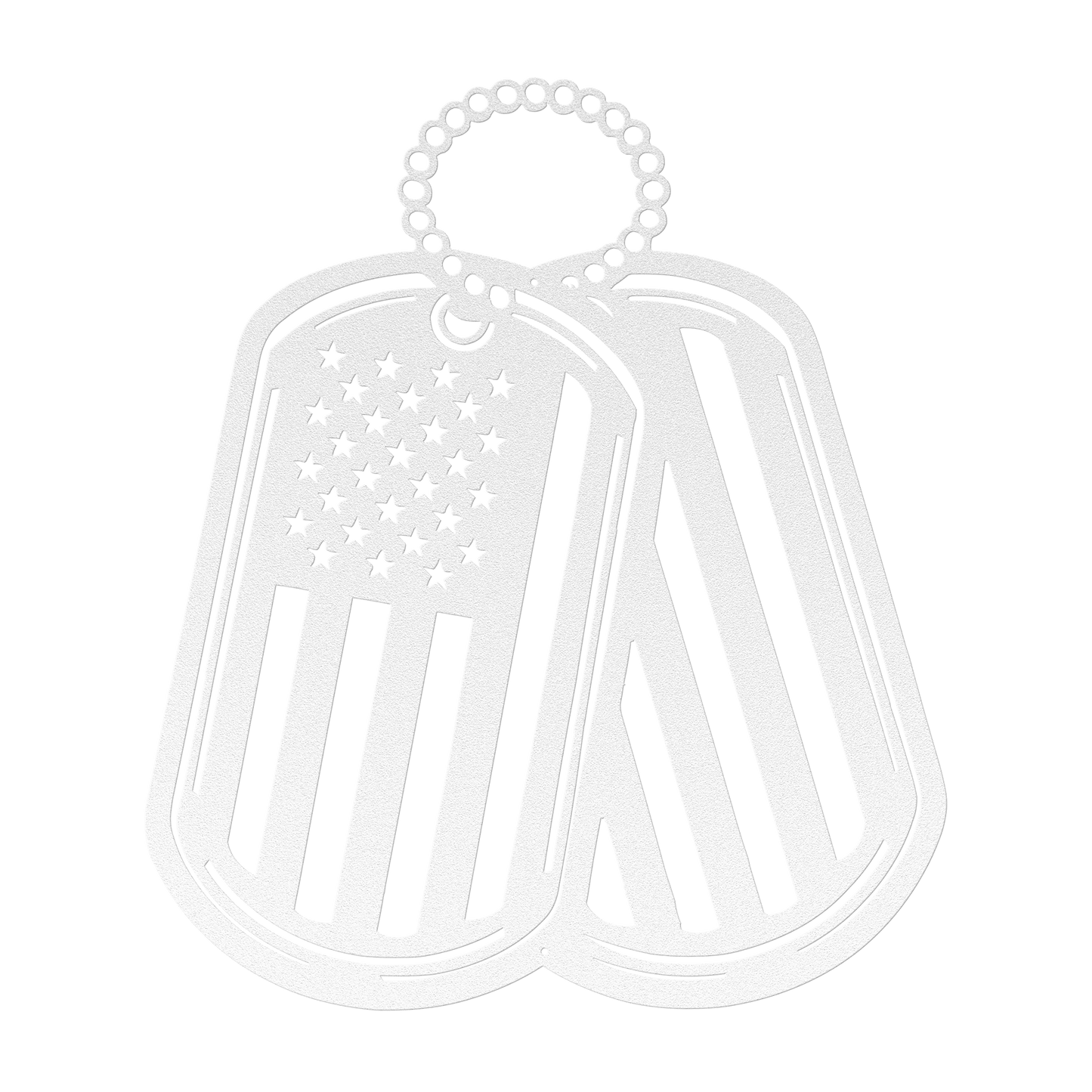 Never Forgotten - American Flag Dog Tag Metal Wall Art Tribute - MAIKERU STUDIO