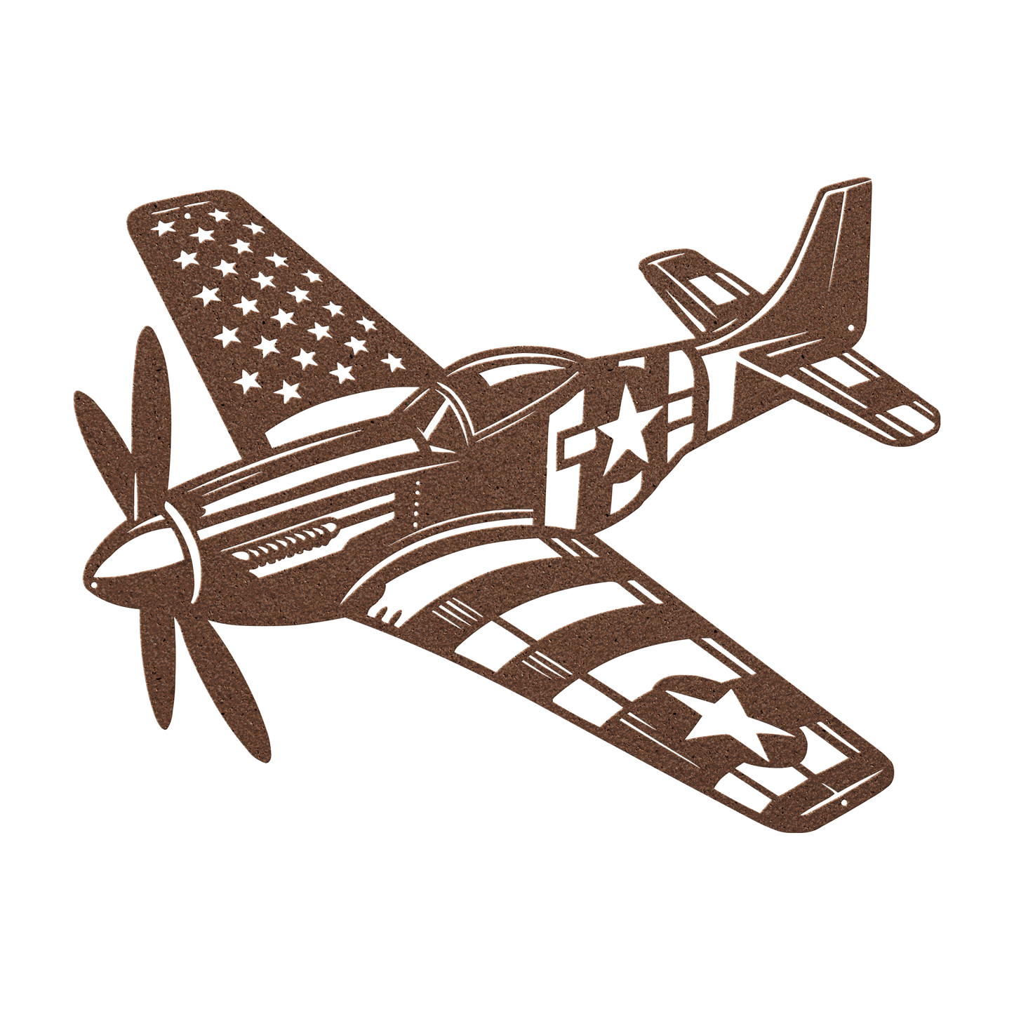 P - 51 Mustang Metal Wall Art | WWll American Fighter Plane Patriotic Tribute - MAIKERU STUDIO